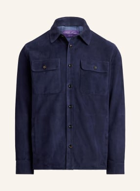 Ralph Lauren Purple Label Kožená Svrchní Košile tmavě modrá