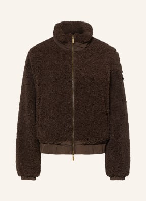 Darling Harbour Bunda Z Teddy Kožešiny V Kombinaci Materiálů dark brown