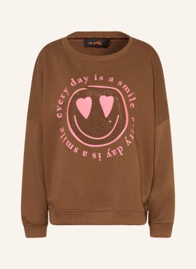 Miss Goodlife Oversized Mikina S Ozdobnými Kamínky hnědá / růžová