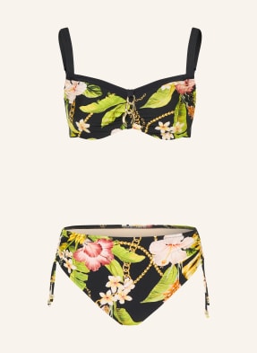 Charmline Bikiny S Kosticemi Imperial Tropics černá / tmavě žlutá / světle zelená