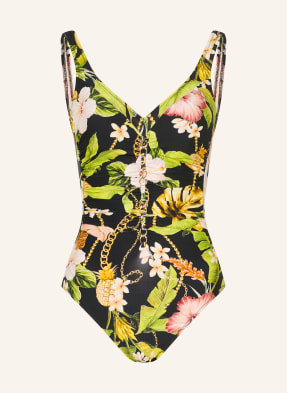 Charmline Tvarující Plavky Imperial Tropics černá / žlutá / světle zelená