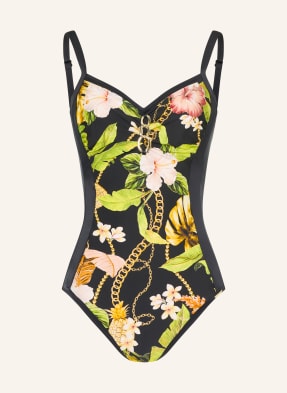 Charmline Tvarující Plavky Imperial Tropics černá / zlatá / světle zelená