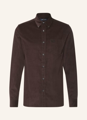 Fred Perry Kordová Košile Slim Fit tmavě hnědá