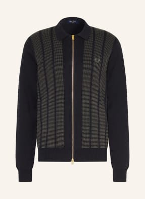 Fred Perry Pletený Svetr černá / světle zelená