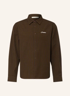 Prohibited Košile Slim Fit tmavě hnědá / hnědá / olivová