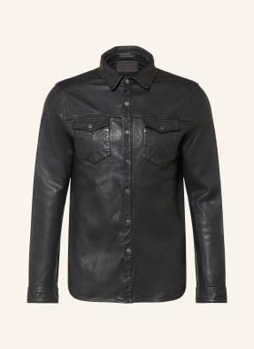 Allsaints Kožená Svrchní Košile Irwin černá