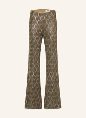 Siyu Bootcut Kalhoty Z Džerzeje olivová / zlatá