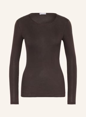 Hanro Pyžamové Tričko Cotton Seamless tmavě hnědá