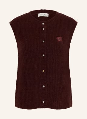 American Vintage Pletená Vesta East S Alpakou tmavě červená