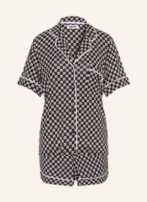 Dkny Krátké Pyžamo Timeless Styles černá / bílá