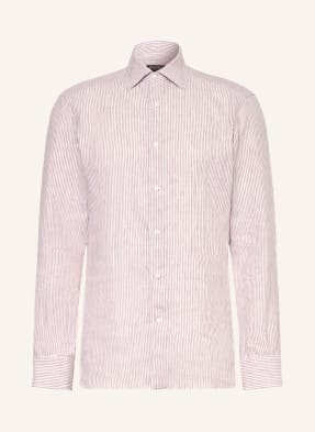 Zegna Lněná Košile Regular Fit bílá / starorůžová