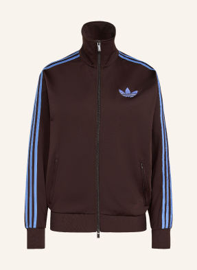 Adidas Originals Bunda Firebird Loose tmavě hnědá / neonově modrá