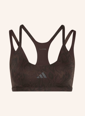Adidas Sportovní Podprsenka Optimé Workout Snake tmavě hnědá / černá