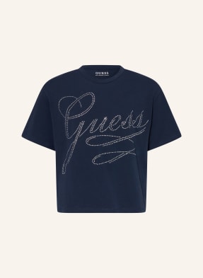 Guess Tričko S Ozdobnými Kamínky tmavě modrá
