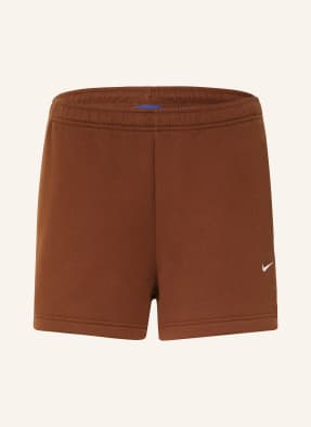 Nike Teplákové Kraťasy Studio Fleece hnědá