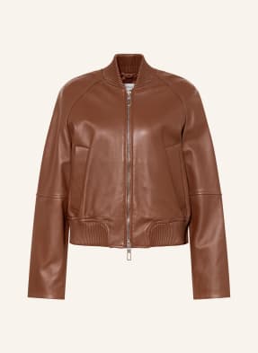Sportmax Kožená Bunda Amour hnědá
