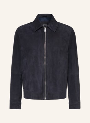 Boss Lederjacke Malbano blau