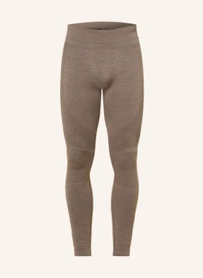 Odlo Funkční Prádlo-Kalhoty Seamless Performance Wool S Merino Vlnou hnědá
