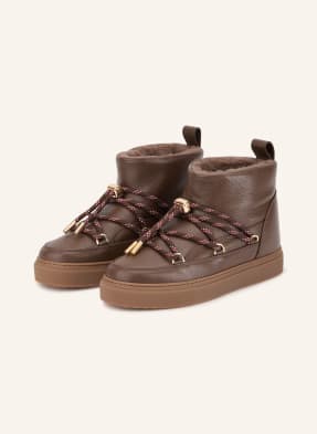 Inuikii Boots Full Leather Gloss tmavě hnědá / zlatá