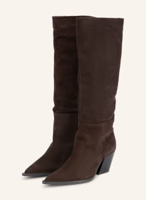 Steve Madden Kovbojské Boty Menthe tmavě hnědá / zlatá