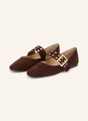 Steve Madden Mary Jane Baleríny Atlantica tmavě hnědá / zlatá
