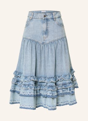 Ganni Jeansrock Mit Rüschen blau