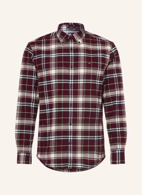 Tommy Jeans Flanelový Overshirt Comfort Fit tmavě červená / mátová / bílá