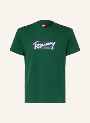 Tommy Jeans Tričko tmavě zelená / růžová / tmavě modrá