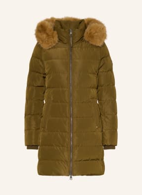 Tommy Hilfiger Péřový Kabát Tyra S Odnímatelnou Umělou Kožešinou khaki / velbloudí