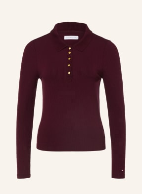 Tommy Hilfiger Žerzejová Polokošile tmavě červená