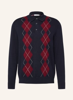 Tommy Hilfiger Pletená Polokošile tmavě modrá / tmavě červená / bílá