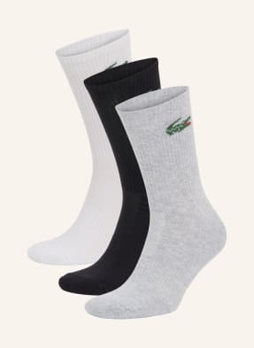 Lacoste Balení 3 Párů Ponožek bílá / šedá / černá