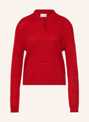 Closed Strick-Poloshirt rot