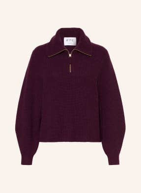Ftc Cashmere Kašmírový Svetr Troyer tmavě červená