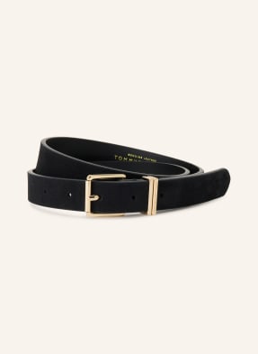 Tommy Hilfiger Kožený Opasek černá / zlatá