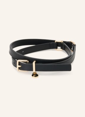Tommy Hilfiger Kožený Opasek černá / zlatá