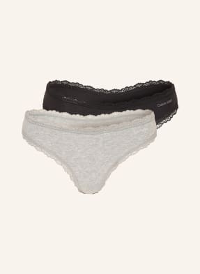 Calvin Klein 2er-Pack Strings Cotton Stretch grau