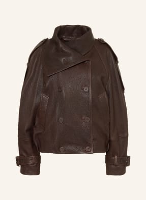 Acne Studios Kožená Bunda tmavě hnědá