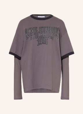 Acne Studios Tričko S Dlouhým Rukávem tmavě šedá / černá