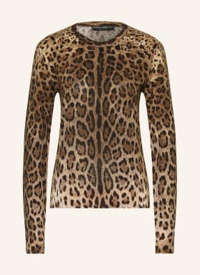Dolce & Gabbana Tričko S Dlouhým Rukávem tmavě hnědá / světle hnědá / hnědá