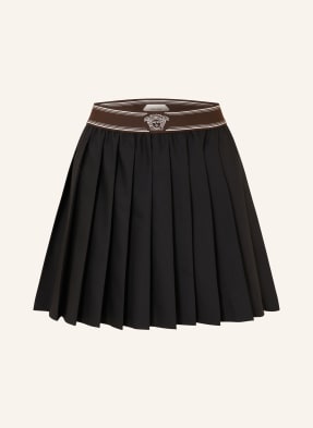 Versace Skládaná Sukně černá / hnědá / bílá