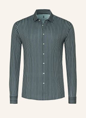 Desoto Jerseyová Košile Slim Fit olivová / tmavě modrá / bílá