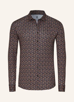 Desoto Jerseyová Košile Slim Fit tmavě modrá / lososová / tmavě oranžová