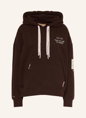 Smith & Soul Oversized Mikina S Kapucí tmavě hnědá / růžová / režná
