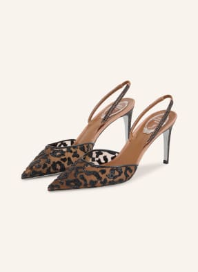 Rene Caovilla Slingpumps S Ozdobnými Kamínky hnědá / černá