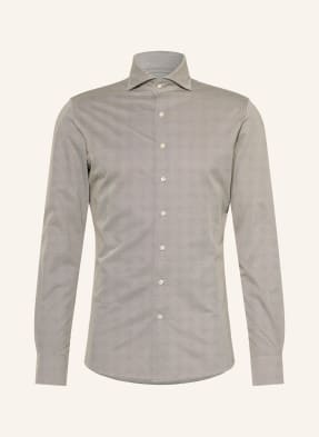 Profuomo Košile Slim Fit tmavě zelená / krémová