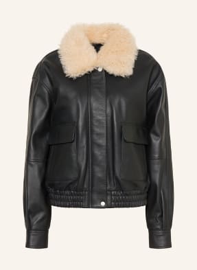 Mrs & Hugs Lederjacke Mit Abnehmbarem Kunstfell schwarz