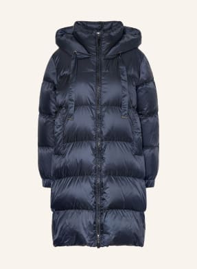 Max Mara The Cube Péřový Kabát Marte S Odnímatelnou Kapucí tmavě modrá
