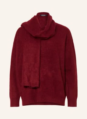 S Max Mara Svetr Aria S Odnímatelnou Šálou tmavě červená
