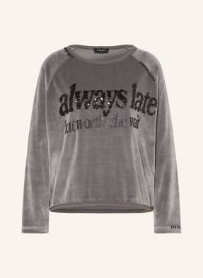 Grace Mikina Nickishirt Always Late S Flitry tmavě šedá / černá